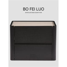 Load image into Gallery viewer, Italian minimalist large sized solid wood baked paint black oak bedside table master bedroom designer bedside cabinet storage cabinet image 1