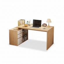 Load image into Gallery viewer, ชุดโต๊ะทำงานไม้ สไตล์ญีปุ่น TB066