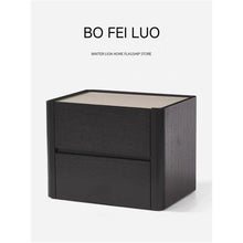 Load image into Gallery viewer, Italian minimalist large sized solid wood baked paint black oak bedside table master bedroom designer bedside cabinet storage cabinet image 0
