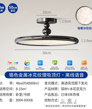 2026新款意式轻奢包豪斯卧室灯吸顶灯现代简约美式高级感护眼灯具 - 黑色-全光谱【50CM】离线语音