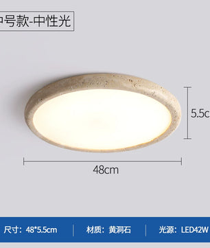 黄洞石吸顶灯侘寂风卧室灯主卧2026新款日式复古书房灯中古客厅灯 - 48CM_42W中性光【用墙壁开关】