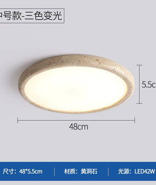 黄洞石吸顶灯侘寂风卧室灯主卧2026新款日式复古书房灯中古客厅灯 - 48CM_42W三色光【用墙壁开关】