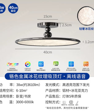 2026新款意式轻奢包豪斯卧室灯吸顶灯现代简约美式高级感护眼灯具 - 黑色薄款-全光谱【40CM】离线语音