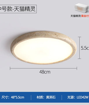 黄洞石吸顶灯侘寂风卧室灯主卧2026新款日式复古书房灯中古客厅灯 - 48CM_42W【已接入天猫精灵智能】