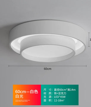 2026年新款现代简约LED吸顶灯北欧卧室灯家用书房灯具创意房间灯 - 白色60cm 白光