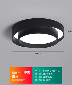 2026年新款现代简约LED吸顶灯北欧卧室灯家用书房灯具创意房间灯 - 黑色50cm 白光