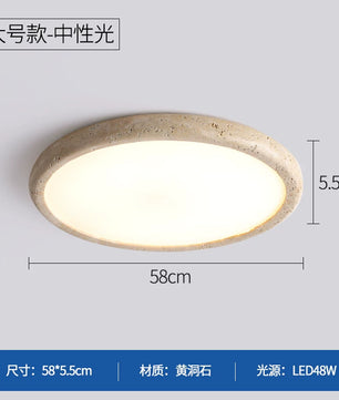 黄洞石吸顶灯侘寂风卧室灯主卧2026新款日式复古书房灯中古客厅灯 - 58CM_48W中性光【用墙壁开关】