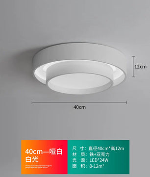 2026年新款现代简约LED吸顶灯北欧卧室灯家用书房灯具创意房间灯 - 白色40cm 白光