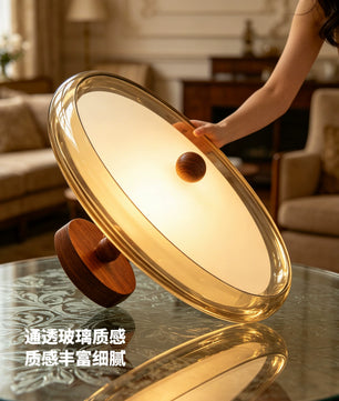 Home法式中古风卧室吸顶灯高级感胡桃木色侘寂风主卧房间护眼灯具