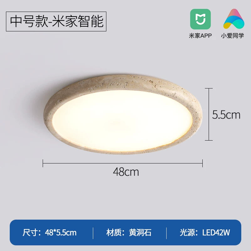 黄洞石吸顶灯侘寂风卧室灯主卧2026新款日式复古书房灯中古客厅灯 - 48CM_42W【已接入米家智能】